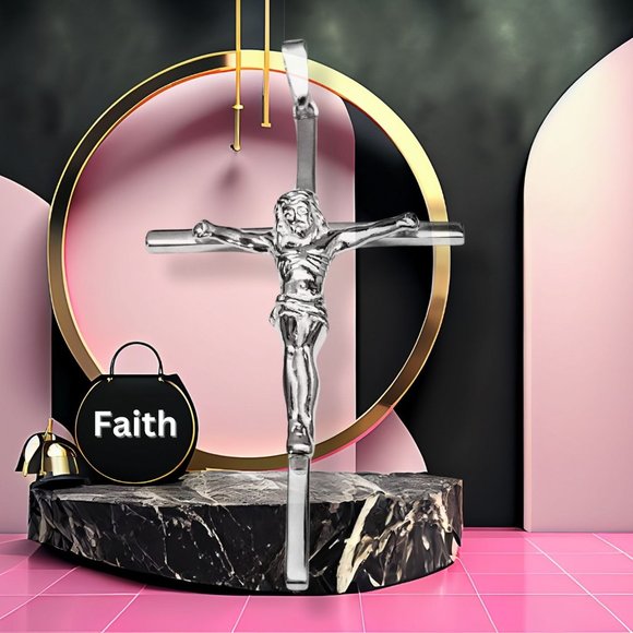 White Gold Women's Crucifix Cross Jesus Pendant Solid 925 Sterling Silver - Picture 7 of 10